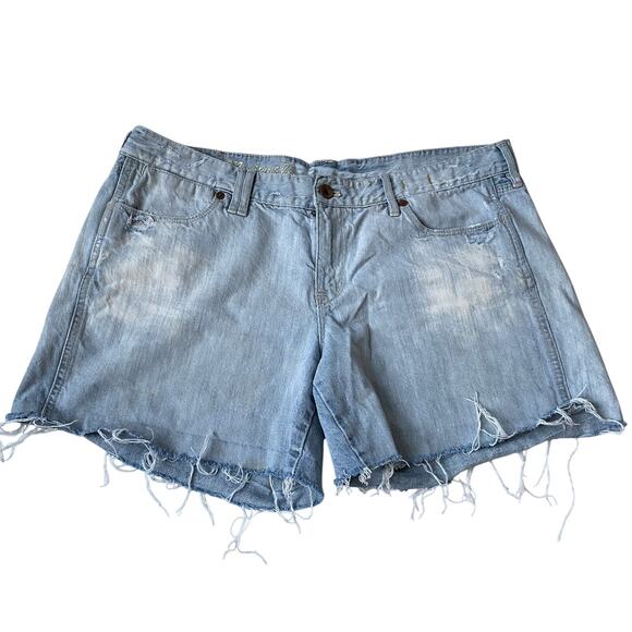 Madewell Denim Shorts Women 32 Blue Distressed‎ Cut Off Frayed Hem Light Wash - Picture 1 of 10